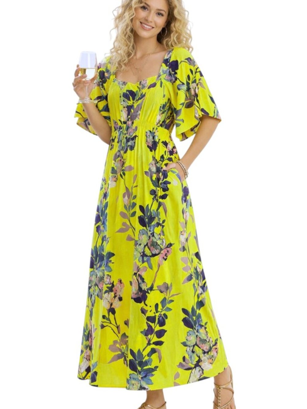 🌼 Sunshine Statement 🌼 Soft Surroundings Maise Floral Maxi Dress  Small Petite